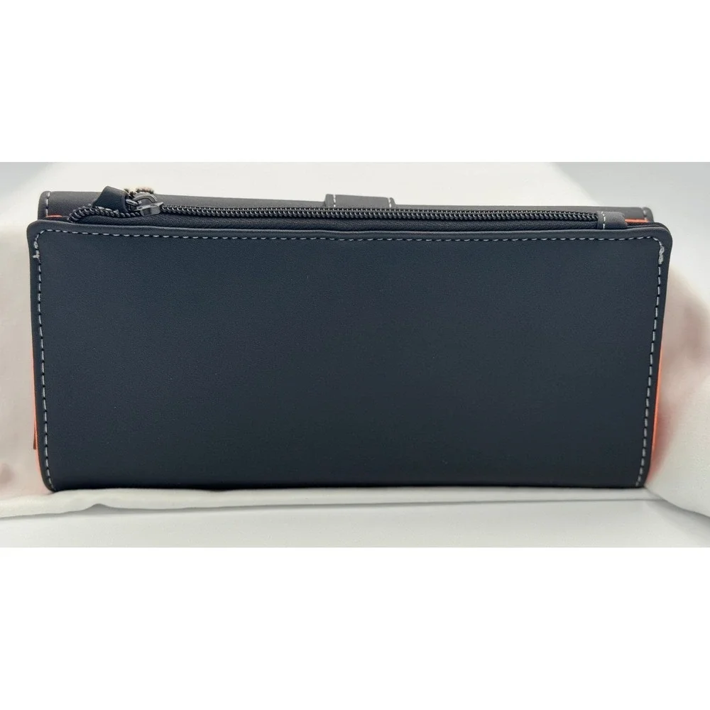Womens' Harley-Davidson Black & Orange Trifold Travel Organizer Wallet Billfold